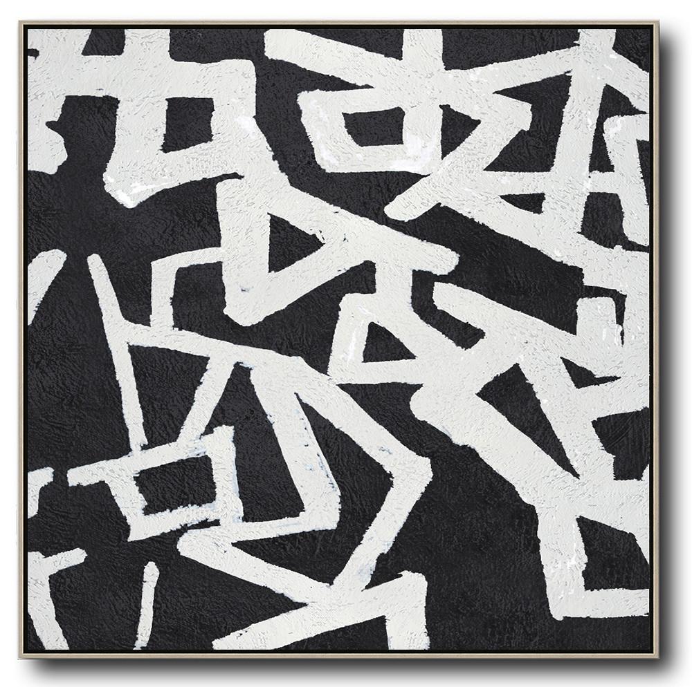 Minimal Black and White Painting #MN111A - Click Image to Close